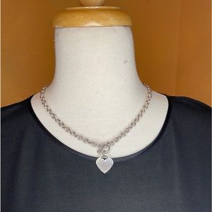 Silver heart choker
